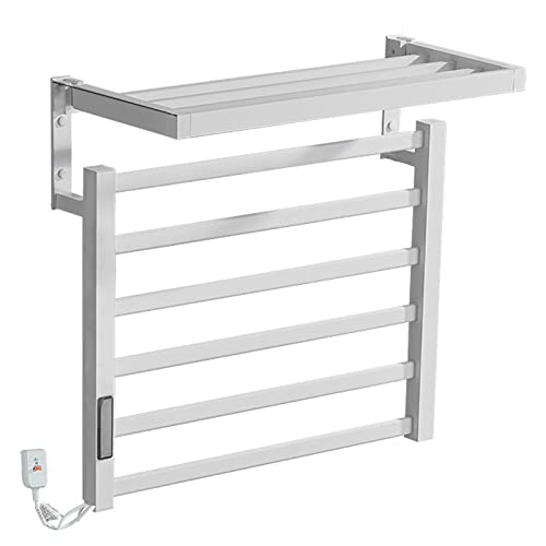 Toallero eléctrico con termostato inteligente, diseño plegable impermeable, calentamiento y secado rápido, estilo contemporáneo de escalera en antracita, montado en la pared, para baño, color blanco