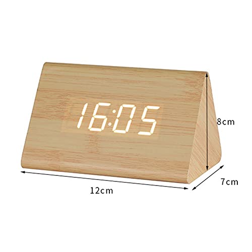 Homesogood Led Wooden Digital Alarm Clock Table Sound Control Electronic Number Clocks Retro Desktop Usb/Aaa Powered Clock Home Decoration(4.72Inch,Brown) #TOP1