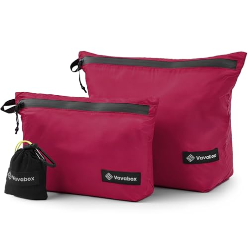 Image of Vavabox Lightweight Travel Toiletry Bag for Women, Water-Resistant Nylon Zipper Travel Pouch, Travel Essentials for Men Camping Gym (Rose Pink, 3pcs)