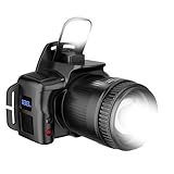 Zestivra Lámparas Frontales para Camping,Linterna Recargable con Sensor de Movimiento - Frontal con 6 Modos, Zoom Ajustable e Impermeable - para Running Camping Senderismo