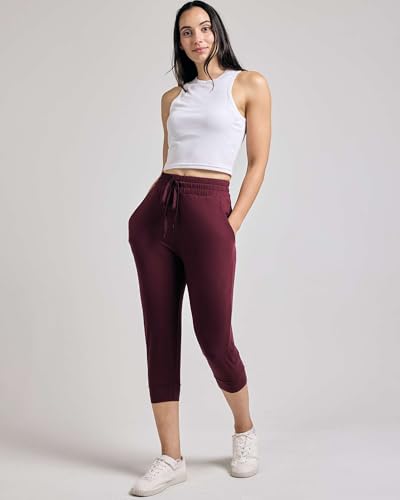 Real Essentials 3-Pack: Women's Ultra Soft Lounge Capri Joggers Sweatpants Athletic Yoga with Pockets(Available in Plus Size)2