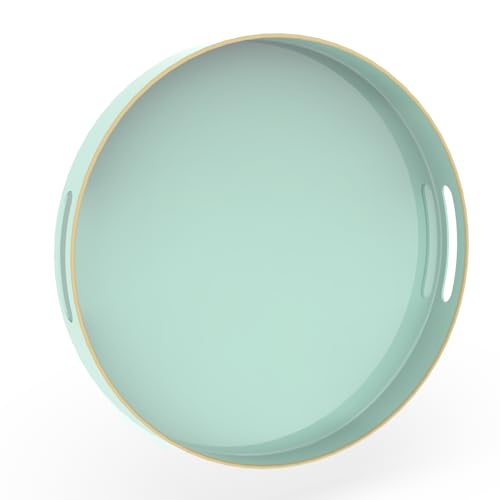 MAONAME Mint Green Decorative Tray for Coffee Table, Modern Round