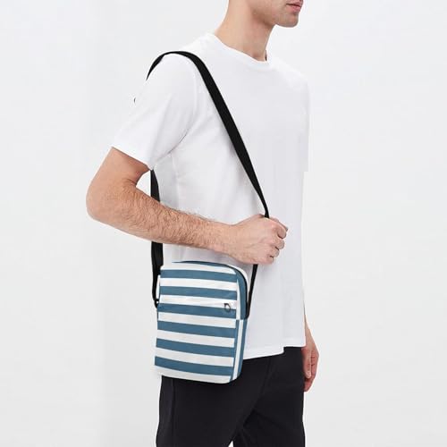 MCHIVER Small Messenger Bag Caribbean Blue Stripes Crossbody Bag for Men Women Sling Shoulder Bags for Cycling Hiking Running3
