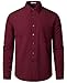 ZEROYAA Men's Regular Fit Dress Shirt Solid Wrinkle-Free Long Sleeve Casual Business Button Up Shirts with Pocket ZSSCL05-Maroon X-Large