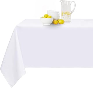 White Tablecloth 60 x 84 Inch, Wrinkle Resistant Polyester Table Cloth for 4 Foot Table, Great for Wedding Banquet Restaur...