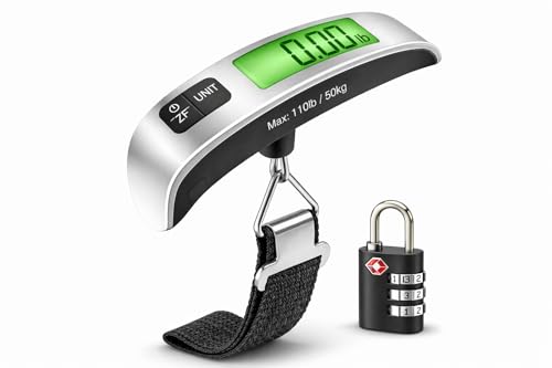 Luggage Scale with TSA Approved Lock, Digital Portable Hanging Baggage Scale 110lb/50kg, Travel Weight Scale for Suitcases, Avoid Overweight Fees, Travel Essentials Gift