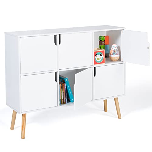 IDMarket - Meuble de rangement cube enfant EMMIE avec 6 cases en bois blanc