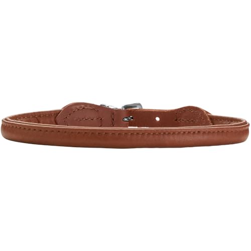 HUNTER Hundehalsband Round & Soft Canadian UP, Farbe: Cognac, weiches, geschmeidiges Leder, klassisch, fellschonend, rundgenäht, nachhaltig, Made in Germany, Größe: 32