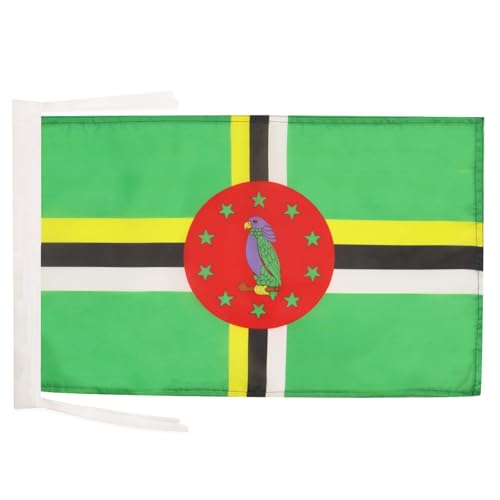 AZ FLAG - Drapeau Dominique - 45x30 cm - Pavillon Dominiquais 100% Polyester Avec Deux Cordelettes - 20g