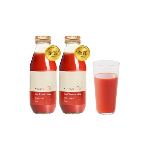 【Lycopure リコピュア】トマトジュース (500ml×2本) 無塩 無添加 甘く 濃厚 北海道産 高級 ミニトマト リコピン 食塩 防腐剤 不使用 gaba mini Tomato Juice
