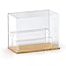 Nynelly 3 Niveaux Vitrine en Acrylique Transparent , Funko Pop Boîte de Présentation, Vitrine Anti-Poussière pour Figurines d'action, Jouets de Collection, Noyer, 12.6" Lx7 Wx10 H