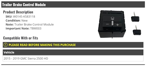 Marketplace Auto Parts Trailer Brake Control Module - Compatible with 2015-2019 GMC Sierra 2500 HD