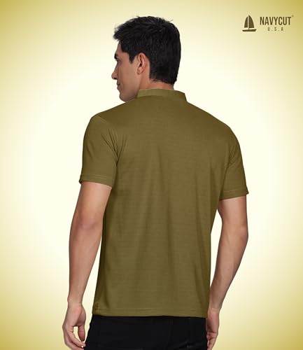 Image of Men's and Boy's Polyster T-Shirt with Mandarin Collared Neck Half Sleeves Closuer Button and Regular Fit | Polo t Shirt for Man || Color Tshirt for Men & Boy