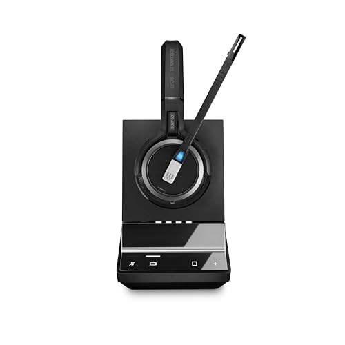 Image of Sennheiser SDW 5063 (506588) - Double-Sided (Binaural) Wireless DECT Headset for PC /Softphone Connection Dual Microphone Ultra Noise Cancelling, Black