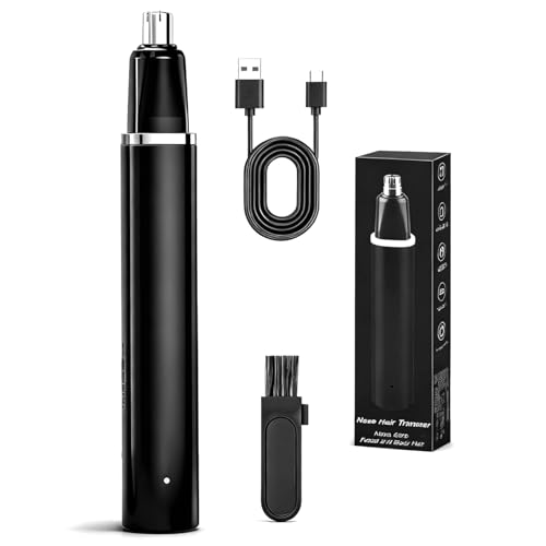Cortapelos Nariz y Oreja, Profesional Cortapelos de Nariz Corta Pelos Oreja, Afeitadora USB Indolora Para Vello Nasal, Orejas, Cejas y Vello Facial, Negro