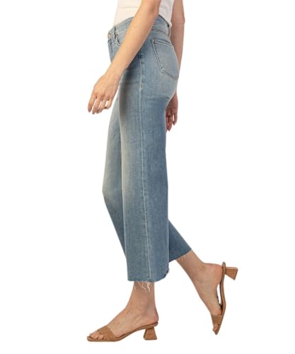 KUT from the Kloth Women's Meg High-Rise Fab Ab Wide Leg Jeans with Raw Hems in Romantic3