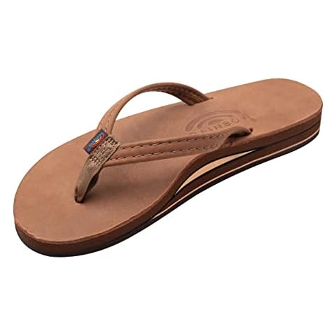 Rainbow Sandals Women's Double Layer, Narrow Strap, Leather Sandals w/Arch, Redwood, Large, 7.5-8.5 B(M) US Cover