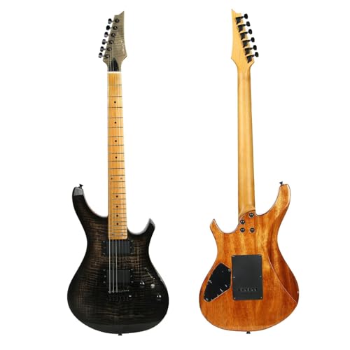 Image of Vault Artisan RG Premium Electric Guitar with Dual Alnico V Humbuckers - Roasted Maple Neck & Fretboard /Transparent Black Fade Flame Burst