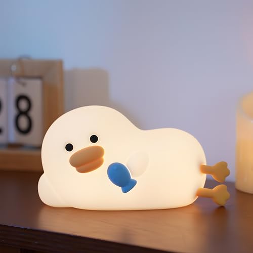 Wrischan lui eend nachtlicht voor kinderen,dimbaar 7-kleur LED nachtlamp met 3 helderheidsniveaus,30-min auto timer, zachte siliconen tafel licht voor kleuterschool, cadeau voor ontspanning plezier