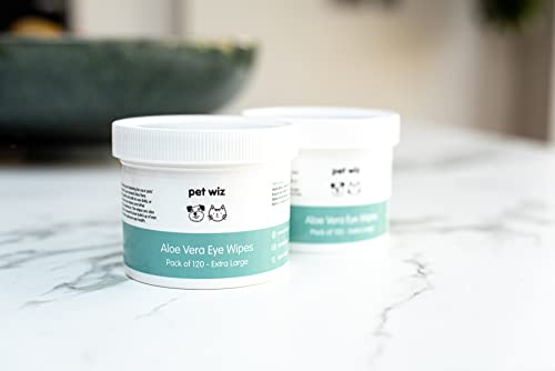 pet wiz Aloe Vera Augenwischtücher für die Reinigung von Hunden und Katzen, Größe XL, 1 Dose