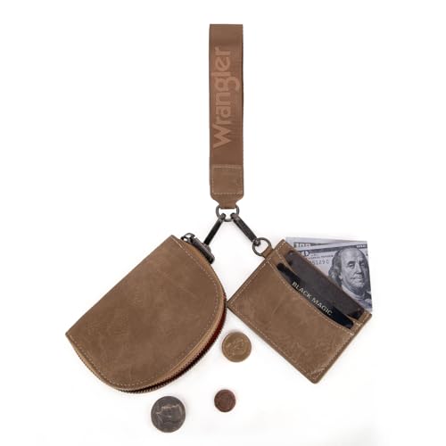 Image of Wrangler KeyChain Wallet Wristlet Wallets for Women Dual Pouch Wristlet with Zipper Womens Credit Card Holder Wallet