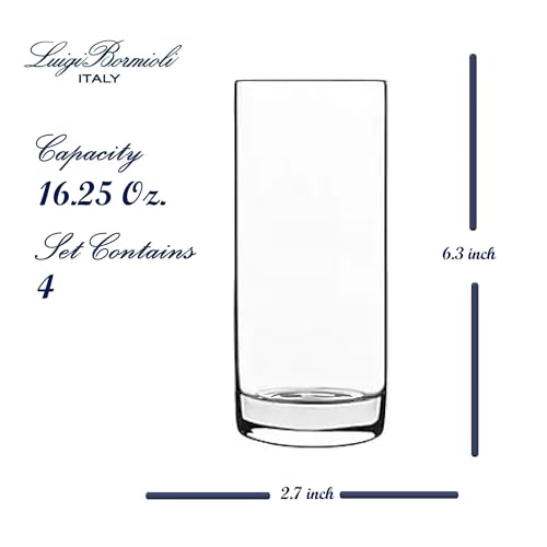 Luigi Bormioli Classico Highball Glasses, Set of 4 - 16.25oz Italian Barware Made from Break-Resistant SON.hyx Lead-Free Crystal Glass - Dishwasher Safe Drinkware for Cocktails, Water, Spirits - Image 3