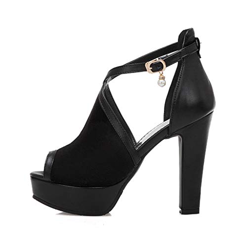 MIOKE Womens Platform High Heel Sandals Sexy Peep Toe Ankle Strap Cutout Chunky Block Heeled Dress Sandal3