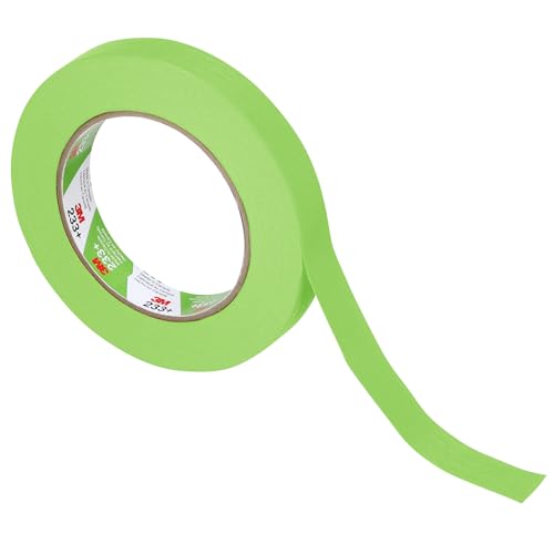 Image of 3M Scotch 233+ Crepe Paper Automotive Refinish Performance Masking Tape, 250 degree F Performance Temperature, 25 lbs /in Tensile Strength, 60.15 yds Length x 1 /2 inch Width, Green