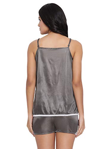 Image of Clovia - Women's Satin Plain /Solid Top and Shorts Pajama Set Pack of 1