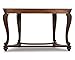 Signature Design by Ashley Norcastle Traditional Half Moon Sofa Table with Beveled Glass Top and Scrollwork Legs, Dark Brown