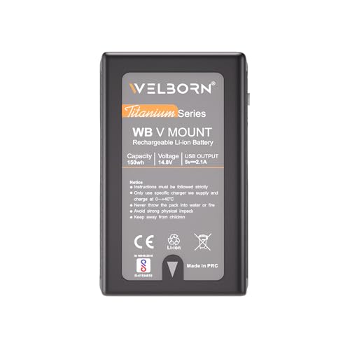 Image of WELBORN V Mount 14.8V 150Wh Rechargeable Li-ion Battery for Broadcast Video Camcorder, V Mount Battery for Sony HDCAM, XDCAM, Digital Cinema Cameras Series and Other Camcorders