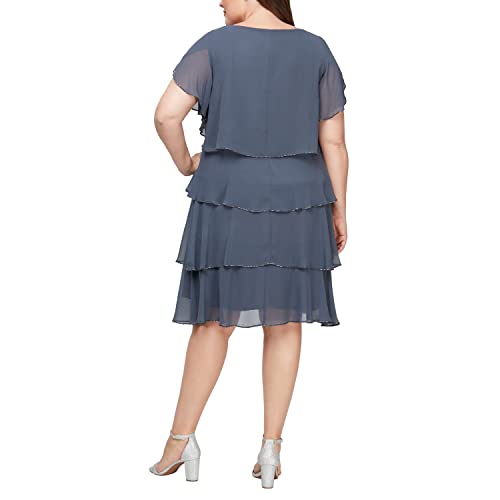 Image of S.L. Fashions Womens Plus Size Capelet Tier Dress with Beaded Detail