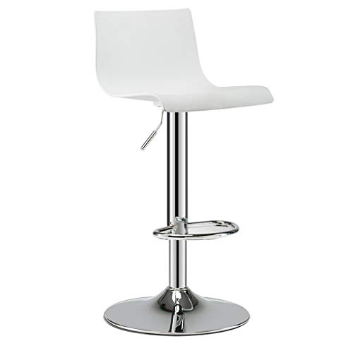 ZHDWM Bar Stool ，Cafe/jewelry Counter/front Desk/cosmetic Chair, Rotating, Height Adjustment, Spray + Electroplated Chassis, Metal Pedal Folding chair (Color : Whit-1)