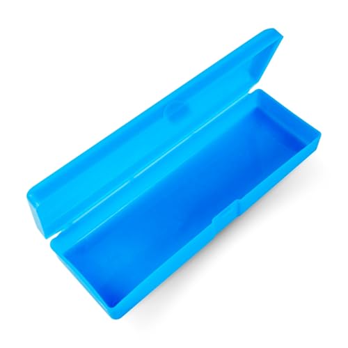 Estojo Caixa Plástico Azul Organizador Escolar Multiuso