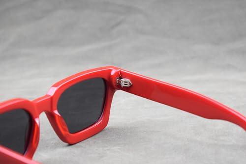 Image of Retro Fashion Thick Acetate Polarized Sunglasses Trendy Square Men Womens Black Grey Shades Vintage