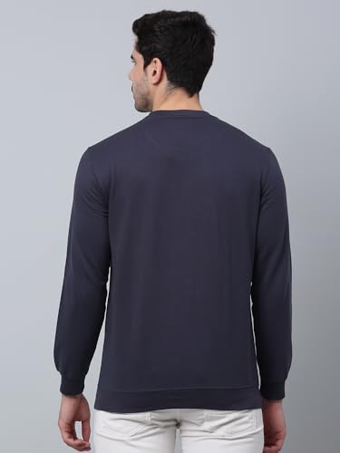 Image of Cantabil Cotton Blend Regular Fit Solid Round Neck Full Sleeve Casual Sweatshirt for Men | Full Sleeves Round Neck Sweatshirts for Men | Mens Round Neck Solid Sweatshirt (P MTSH00028)