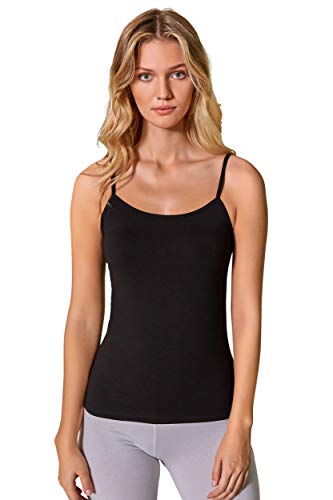 Preisvergleich Produktbild VEDATS 2er-Pack Damen Unterhemd Spaghettiträger Shirt Body Ärmellos (L, Schwarz)