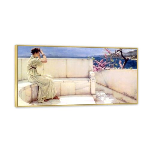 Tableaux sur Toile Lawrence Alma-Tadema 140x70cm Attentes du cadre doré