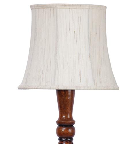 Image of Devansh Off White Cotton Cylindrical Drum Designer Fashionable Wooden Carving Floor Lamp for Home Decor (Off White, Medium)