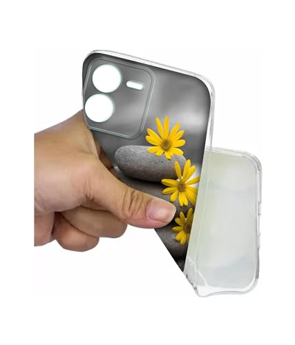 Image of Casotec Stones and Flower Design Printed Silicon Soft TPU Back Case Cover for iQOO Z9 5G