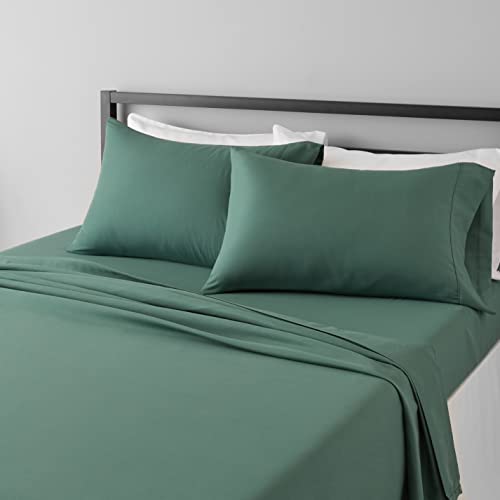 Recopilación de Sabanas King Size Walmart los 5 más buscados. 47 Amazon Basics - Juego de sábanas de microfibra ligera supersuave de fácil cuidado de 4 piezas con bolsillos profundos de 35.5 cm, King, color verde esmeralda, liso