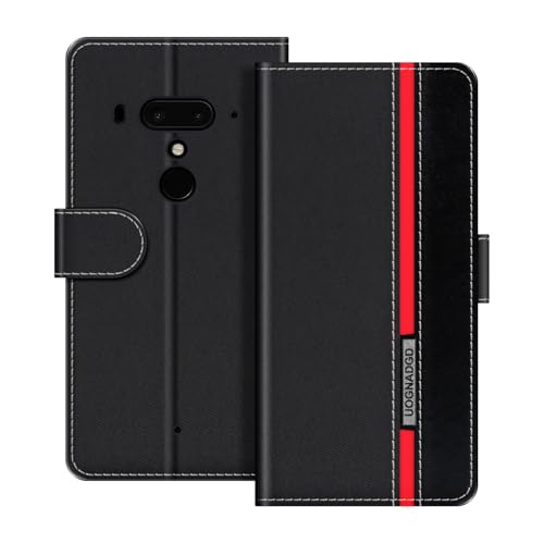 UOGNADGD Funda de Cuero Compatible con HTC Exodus 1 Carcasa Tipo Billetera con Cierre magnético Soporte y Ranuras para Tarjetas protección contra Golpes (Negro)