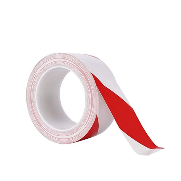 6 rouleaux de ruban adhésif signalétique en PVC 50 mm x 124 m blanc rouge pour une distance de sécurité