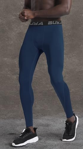 Image of BUYJYA 3 Pack Men's Compression Pants Running Tights Workout Leggings Athletic Cool Dry Yoga Gym Clothes Gift