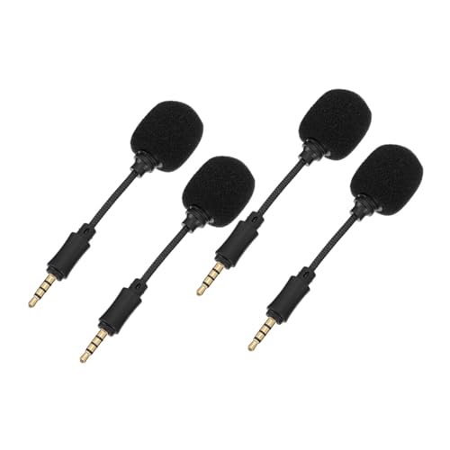 BAZEITFLOW 4 Piezas Micrófonos Mini Portátiles con Cancelación de Ruido Micrófono Omnidireccional Compacto para Grabación Teléfono Móvil y PC Accesorios para Streaming y Canto