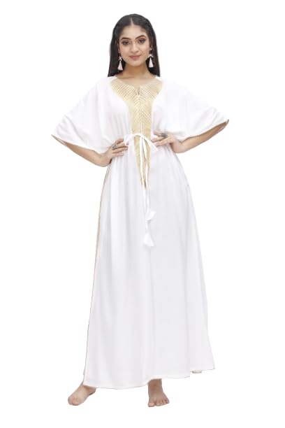 Women Zari Golden Work Kaftan Woman Pure, Rayon Kaftan Ladies Caftan Kurti Tops Free Size V Neck Women Night Combo Casual Maxi 01-picture-48