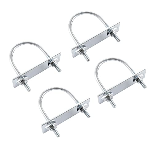 sourcing map 4 Satz Runde U-Bolzen Stahl M6 mit Mutter Platte Scheiben 50mm Innen 80mm Lang