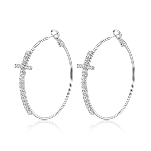 OwMell Large Hoop Earrings for Women 925 Sterling...