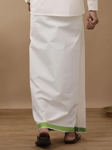 Image of RAMRAJ COTTON Men Black Fancy Border Single Layer Dhoti Crafted For Festive Occasions And Classic Ethnic Style