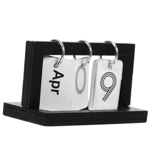 NUOLUX ミニチュアデスクカレンダー 卓上モデル 黒色 フリップ式 ?真台?模型 部屋 ドールハウス装飾用 小型デスクカレンダー